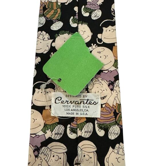 Cervantes Snoopy Charlie Brown Linus Lucy Cartoon Vintage Necktie 100% Silk - Picture 4 of 8
